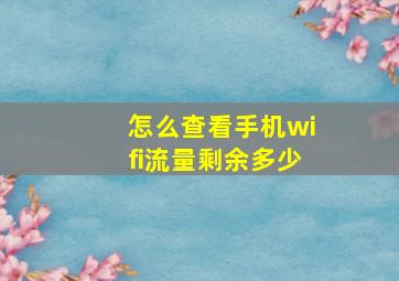 怎么查看手机wifi流量剩余多少