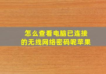 怎么查看电脑已连接的无线网络密码呢苹果