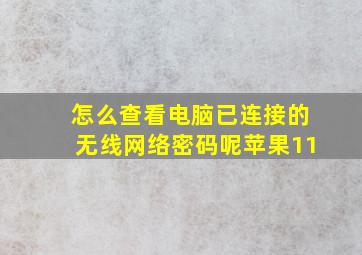 怎么查看电脑已连接的无线网络密码呢苹果11