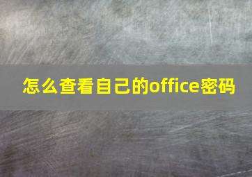 怎么查看自己的office密码