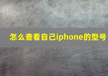 怎么查看自己iphone的型号