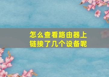 怎么查看路由器上链接了几个设备呢