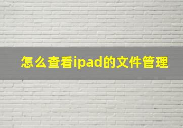 怎么查看ipad的文件管理