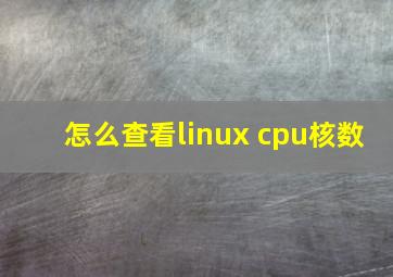 怎么查看linux cpu核数