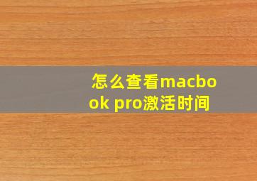 怎么查看macbook pro激活时间