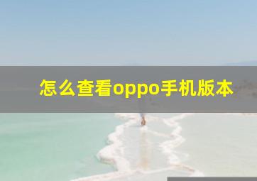 怎么查看oppo手机版本