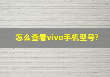 怎么查看vivo手机型号?