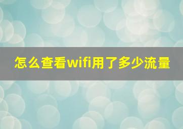 怎么查看wifi用了多少流量