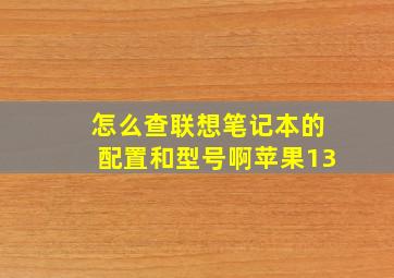 怎么查联想笔记本的配置和型号啊苹果13