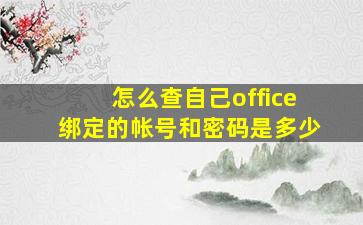 怎么查自己office绑定的帐号和密码是多少