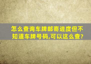 怎么查询车牌邮寄进度但不知道车牌号码,可以这么查?