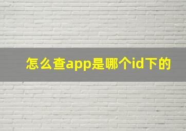 怎么查app是哪个id下的