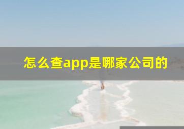 怎么查app是哪家公司的