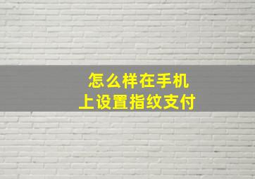 怎么样在手机上设置指纹支付