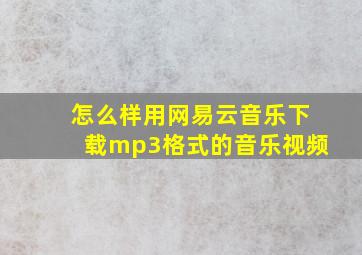 怎么样用网易云音乐下载mp3格式的音乐视频