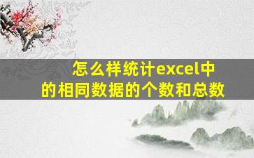 怎么样统计excel中的相同数据的个数和总数