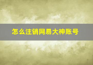 怎么注销网易大神账号