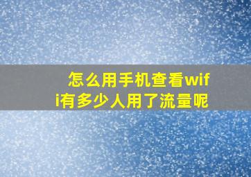 怎么用手机查看wifi有多少人用了流量呢