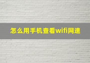 怎么用手机查看wifi网速