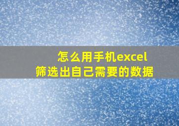 怎么用手机excel筛选出自己需要的数据