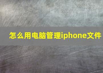 怎么用电脑管理iphone文件