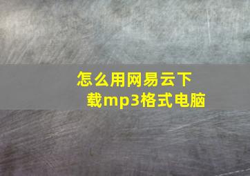 怎么用网易云下载mp3格式电脑