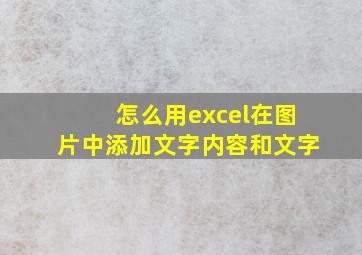 怎么用excel在图片中添加文字内容和文字