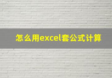 怎么用excel套公式计算