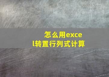 怎么用excel转置行列式计算