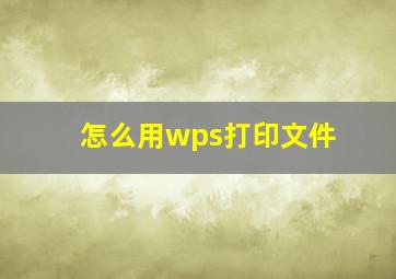 怎么用wps打印文件