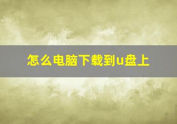 怎么电脑下载到u盘上