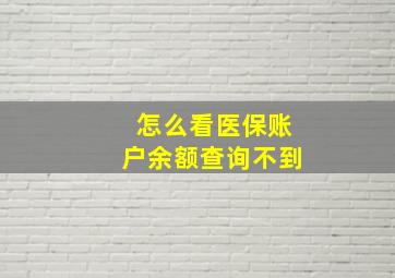 怎么看医保账户余额查询不到