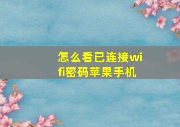 怎么看已连接wifi密码苹果手机