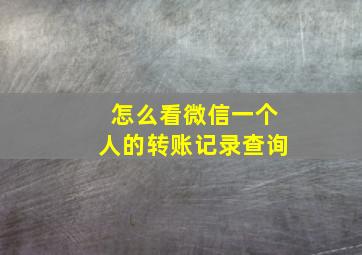 怎么看微信一个人的转账记录查询