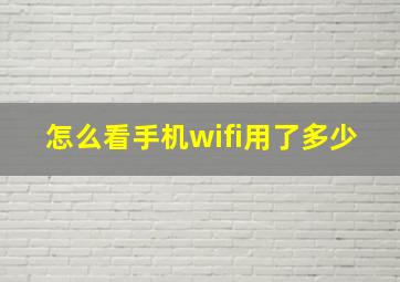 怎么看手机wifi用了多少