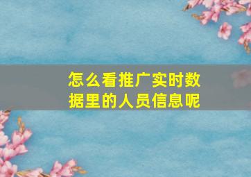 怎么看推广实时数据里的人员信息呢