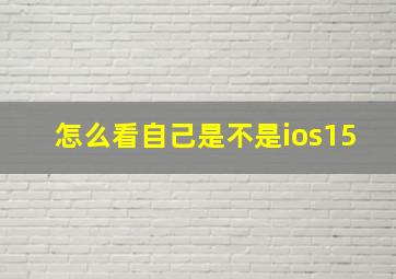 怎么看自己是不是ios15