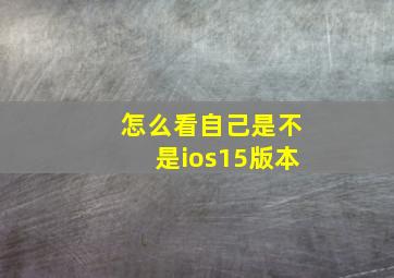 怎么看自己是不是ios15版本