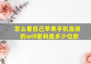 怎么看自己苹果手机连接的wifi密码是多少位数