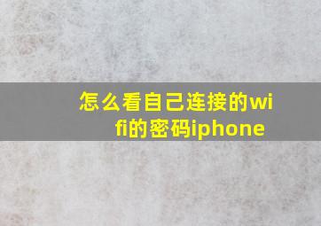 怎么看自己连接的wifi的密码iphone