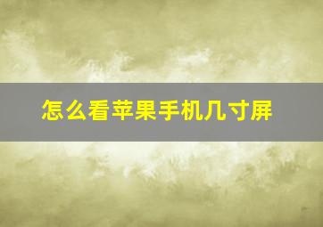 怎么看苹果手机几寸屏