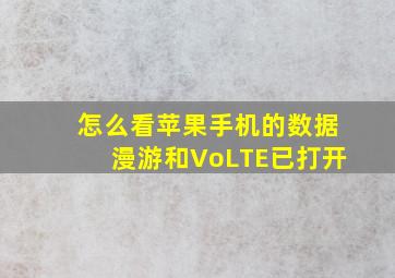 怎么看苹果手机的数据漫游和VoLTE已打开