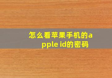 怎么看苹果手机的apple id的密码