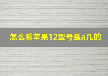 怎么看苹果12型号是a几的