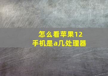 怎么看苹果12手机是a几处理器