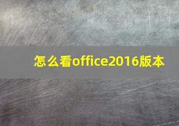 怎么看office2016版本