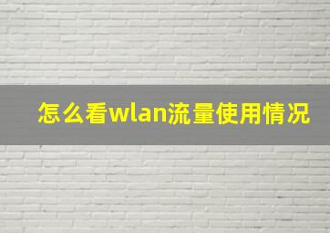 怎么看wlan流量使用情况