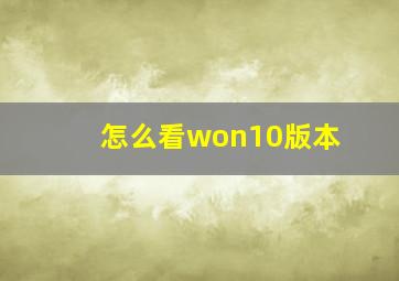 怎么看won10版本