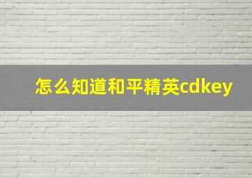 怎么知道和平精英cdkey