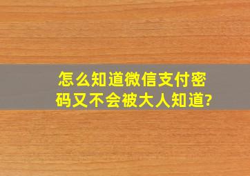 怎么知道微信支付密码又不会被大人知道?